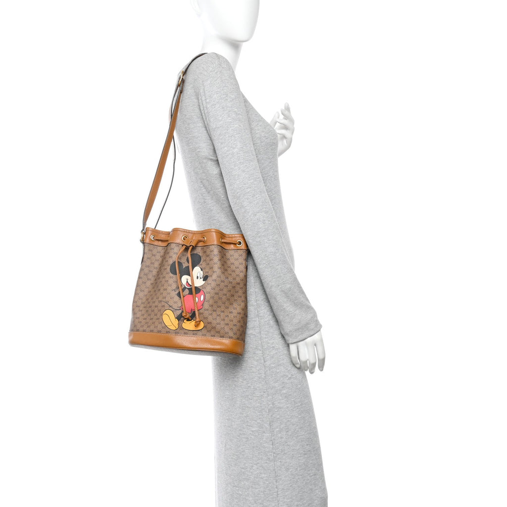 Gucci X DISNEY Mini Vintage GG Supreme Monogram Bucket Bag Beige Vintage Sun Oil