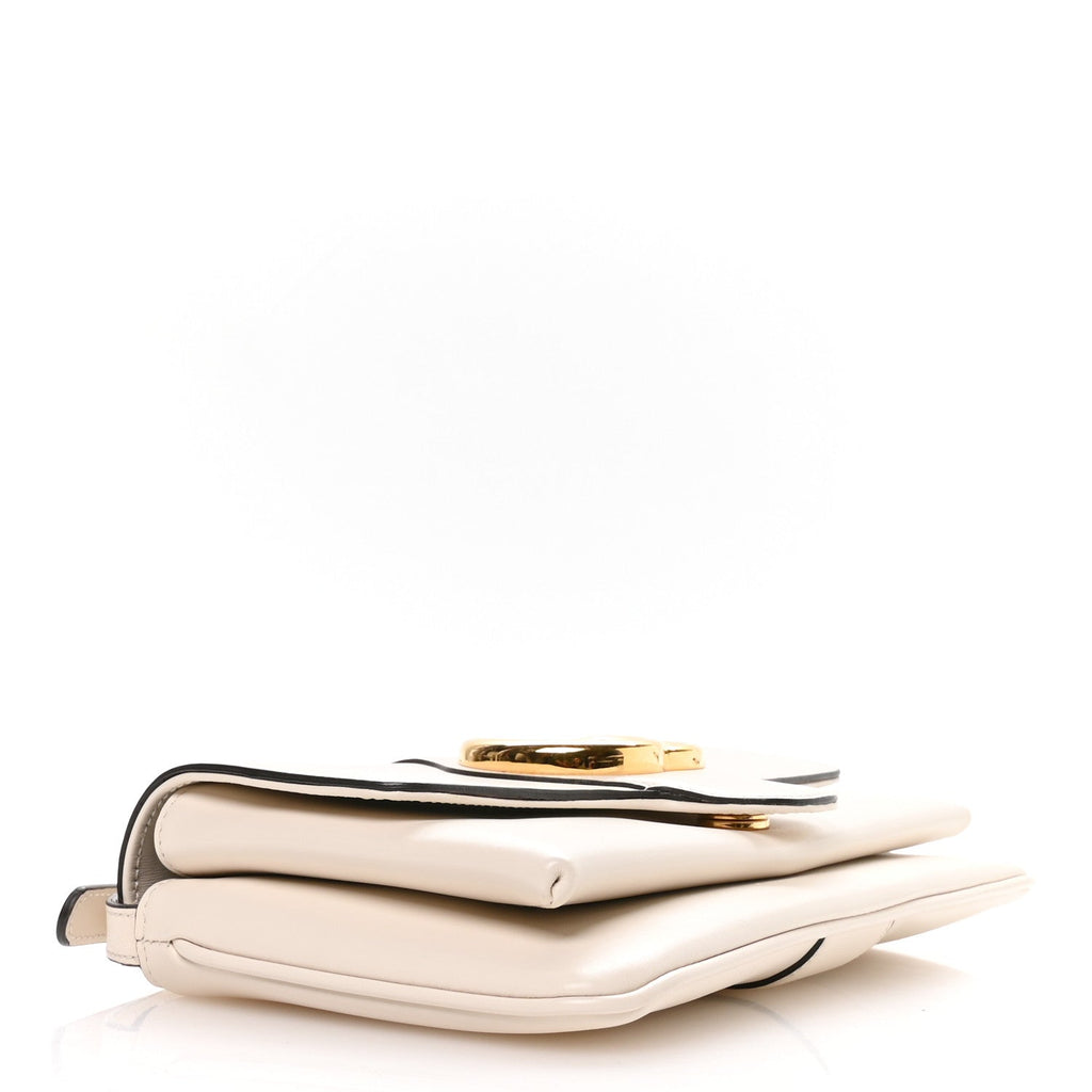 Gucci Calfskin Small Arli Flap Shoulder Bag Mystic White