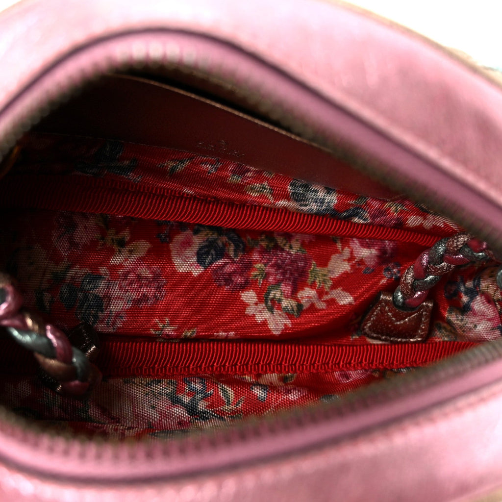 Gucci Laminated Nappa Trapuntata Mini Zumi Dome Shoulder Bag Rosa Lago Rame
