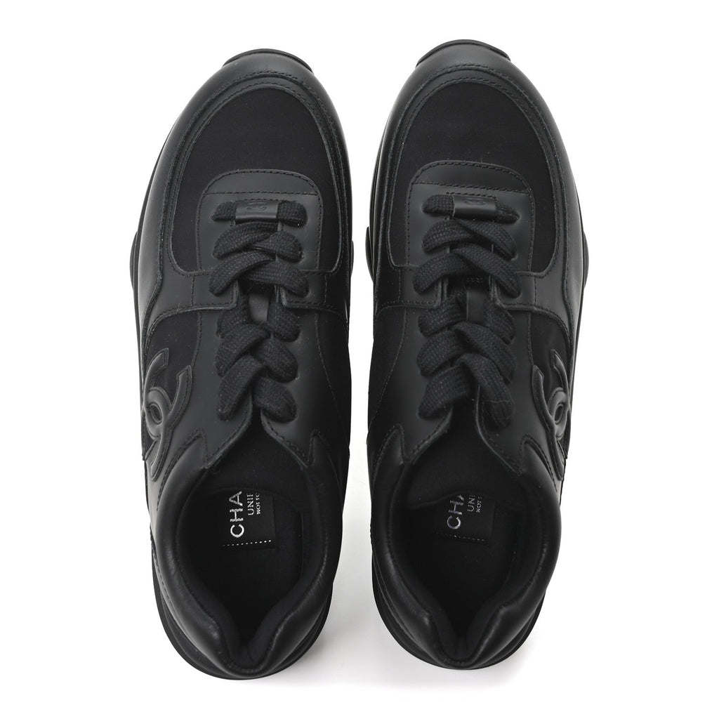 Lambskin Fabric CC Uniform Sneakers 38.5 Black