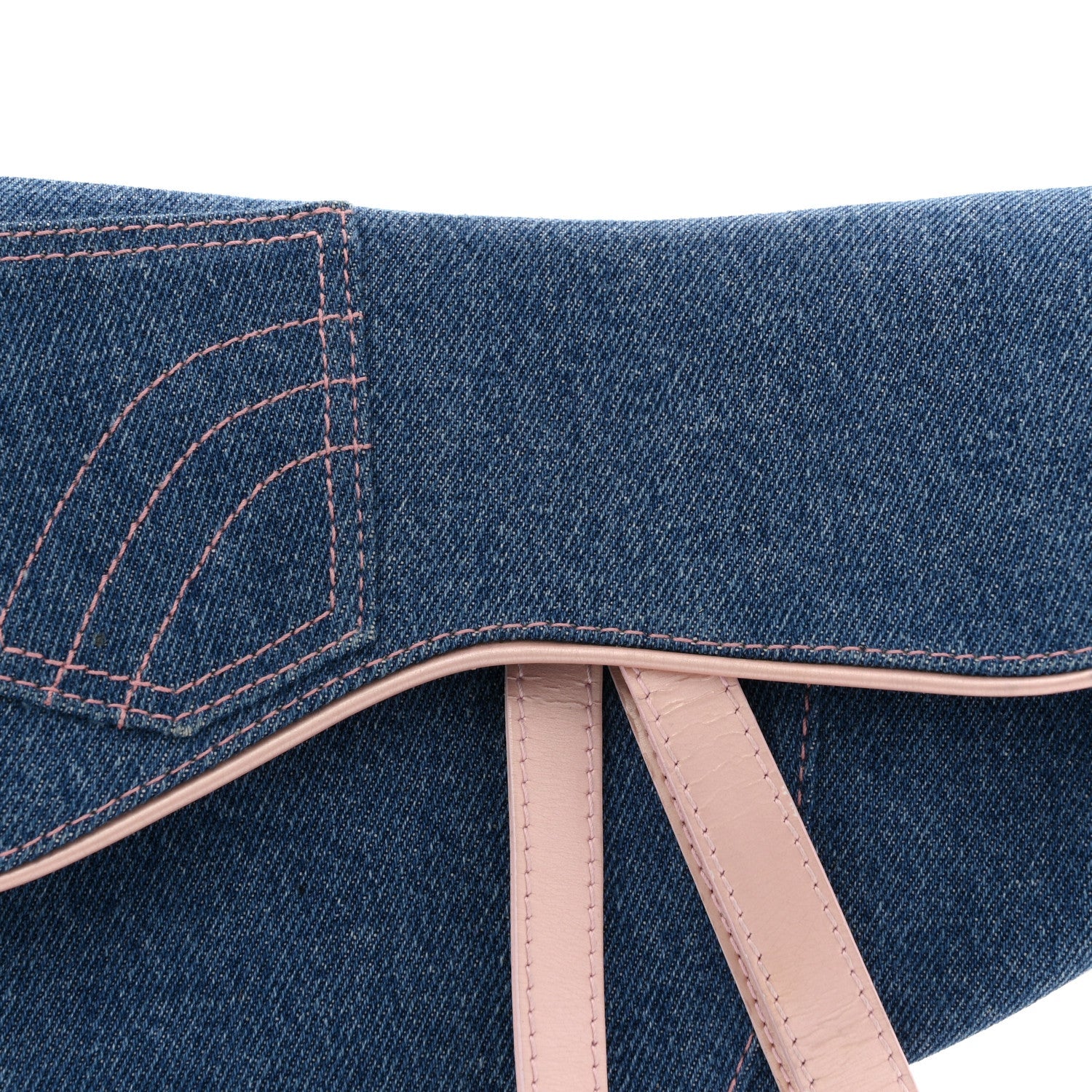 Christian Dior Patent Denim Jeans Saddle Bag Blue Pink