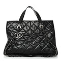 Chanel Crumpled Grained Calfskin Quilted CC Crave Tote Black