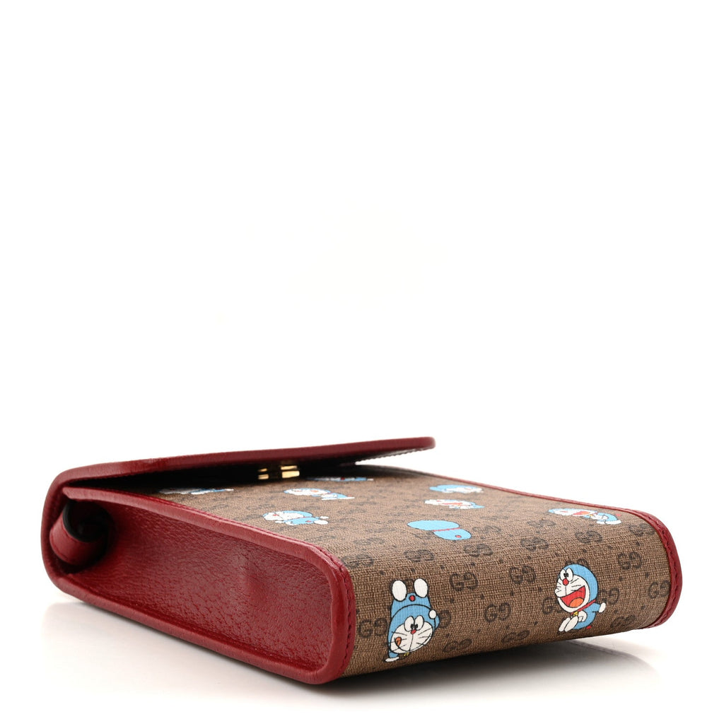 Gucci X DORAEMON Mini Vintage GG Supreme Monogram Mini Crossbody Bag Beige Cherry Red