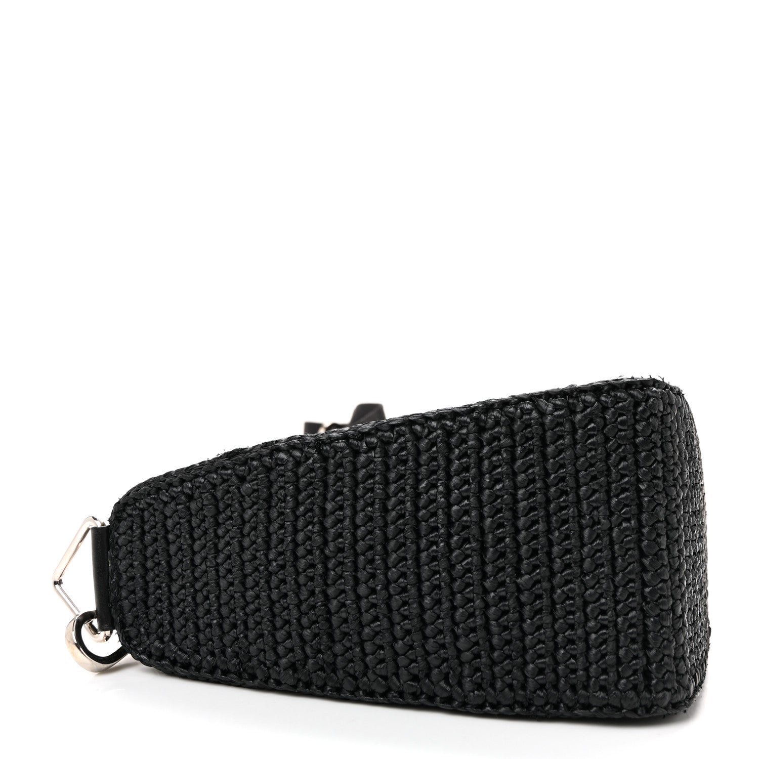 Prada Yarn Raffia Effect Crochet Triangle Shoulder Bag Black
