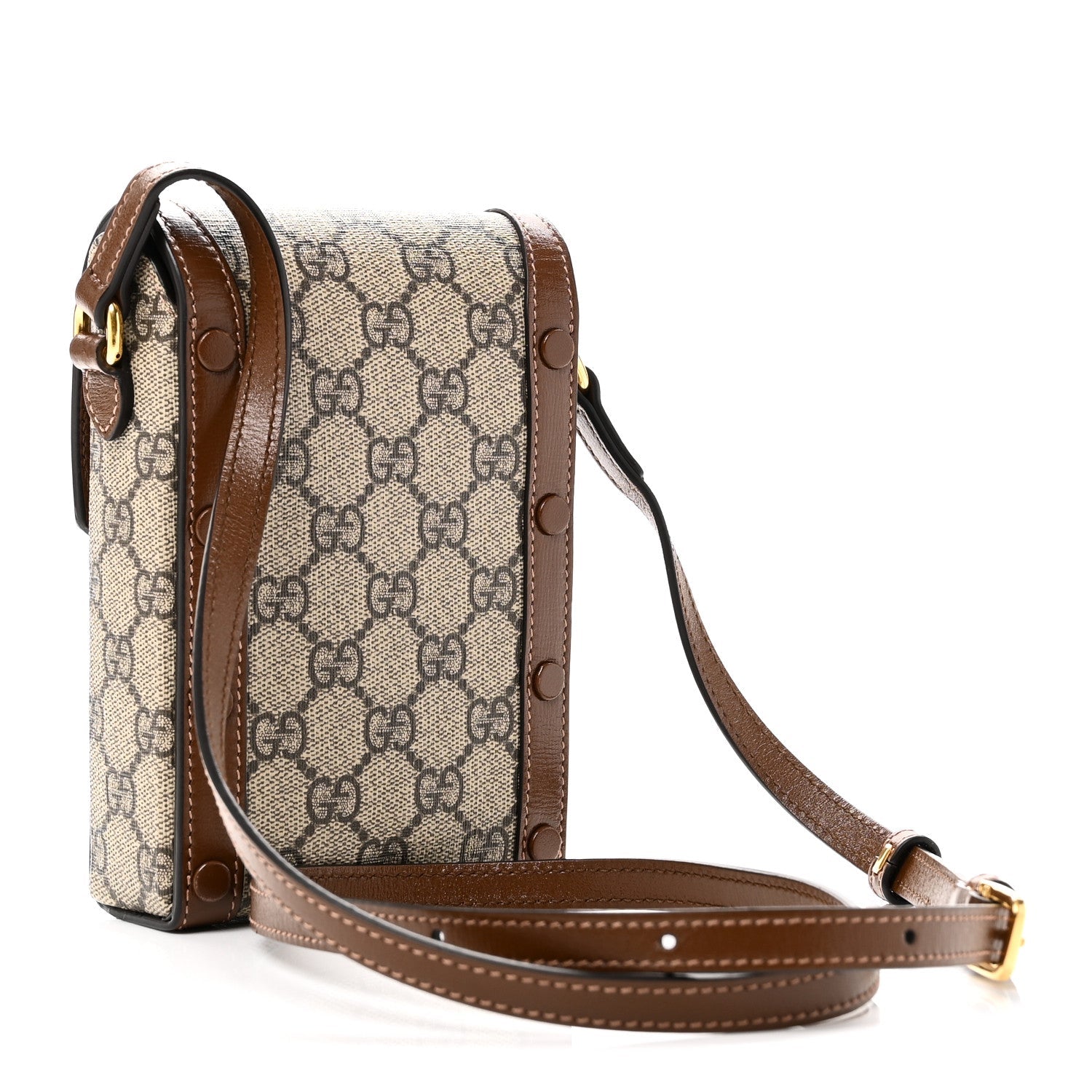 Gucci GG Supreme Monogram Mini Horsebit 1955 Crossbody Bag Beige Brown Sugar