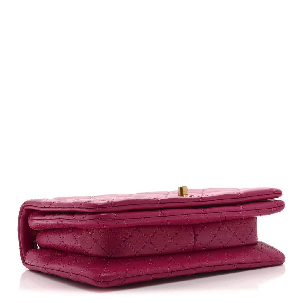 Chanel Lambskin Quilted On And On Small Chain Flap Fuchsia