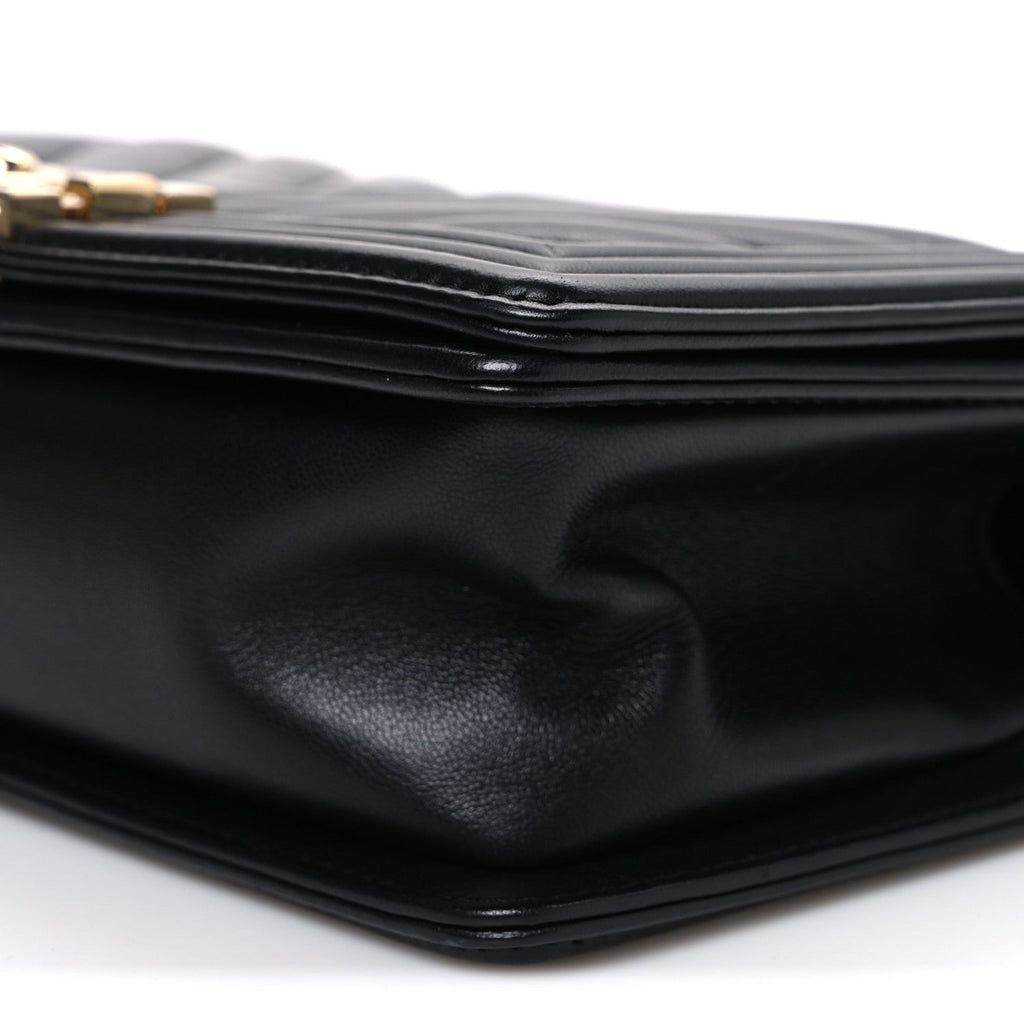 Chanel Calfskin Chevron Quilted Medium Boy Flap Black