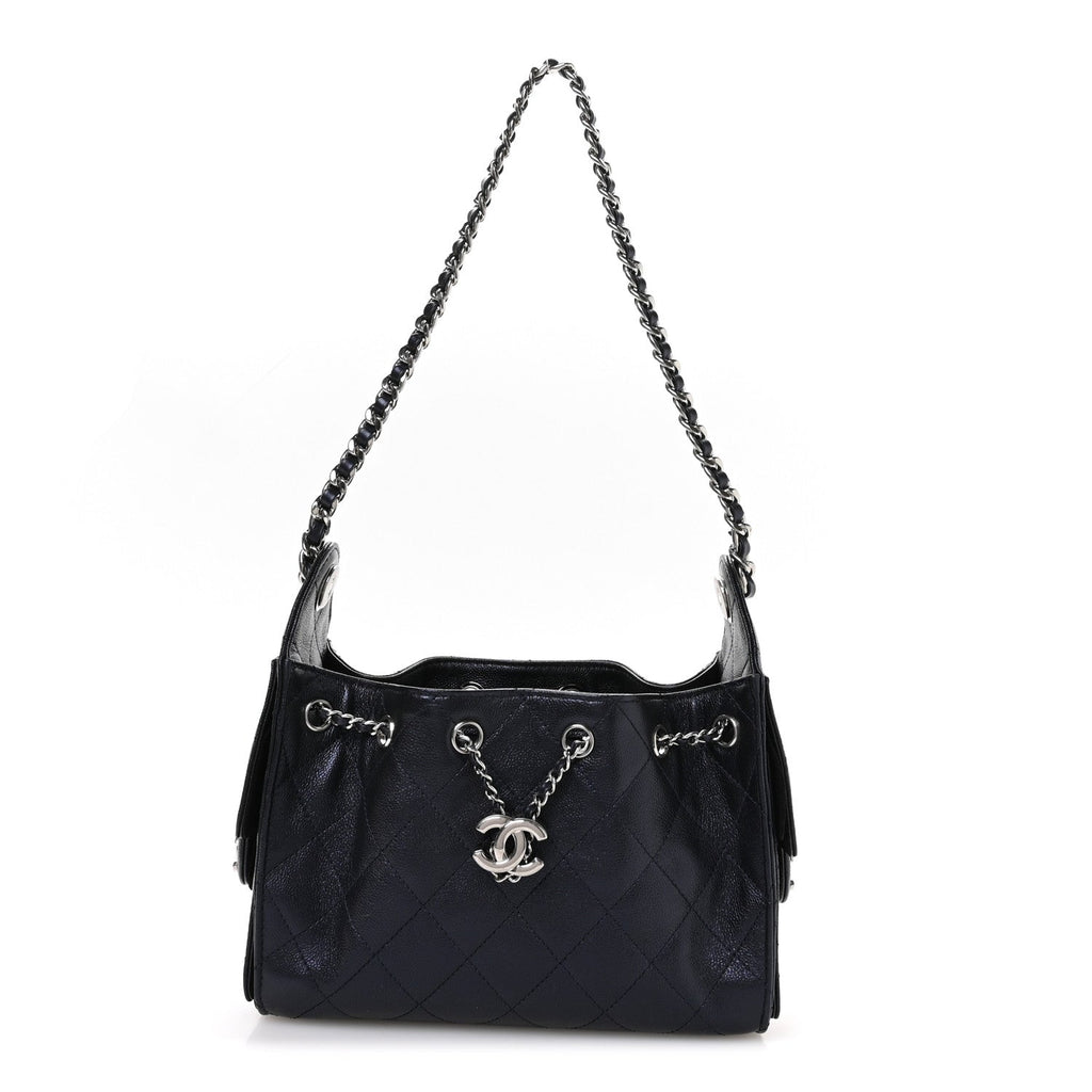 Chanel Metallic Caviar Quilted Mini Chanel 25 Handbag Dark Blue