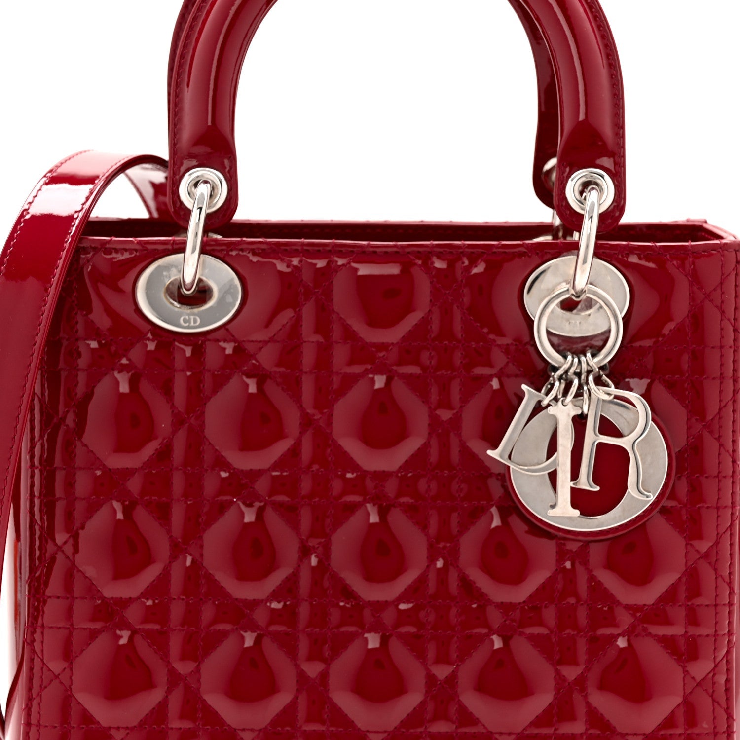 Christian Dior Patent Cannage Medium Lady Dior Red