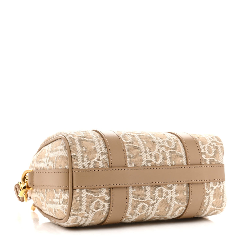 Christian Dior Oblique Chambray Groove 17 Bag Natural