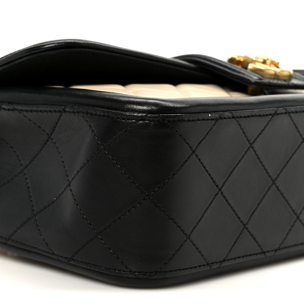 Chanel Lambskin Quilted Medium Elegant CC Flap Beige Black