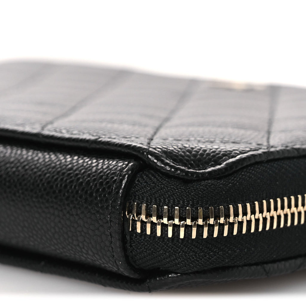 Caviar Quilted Zipped Travel Pouch Black