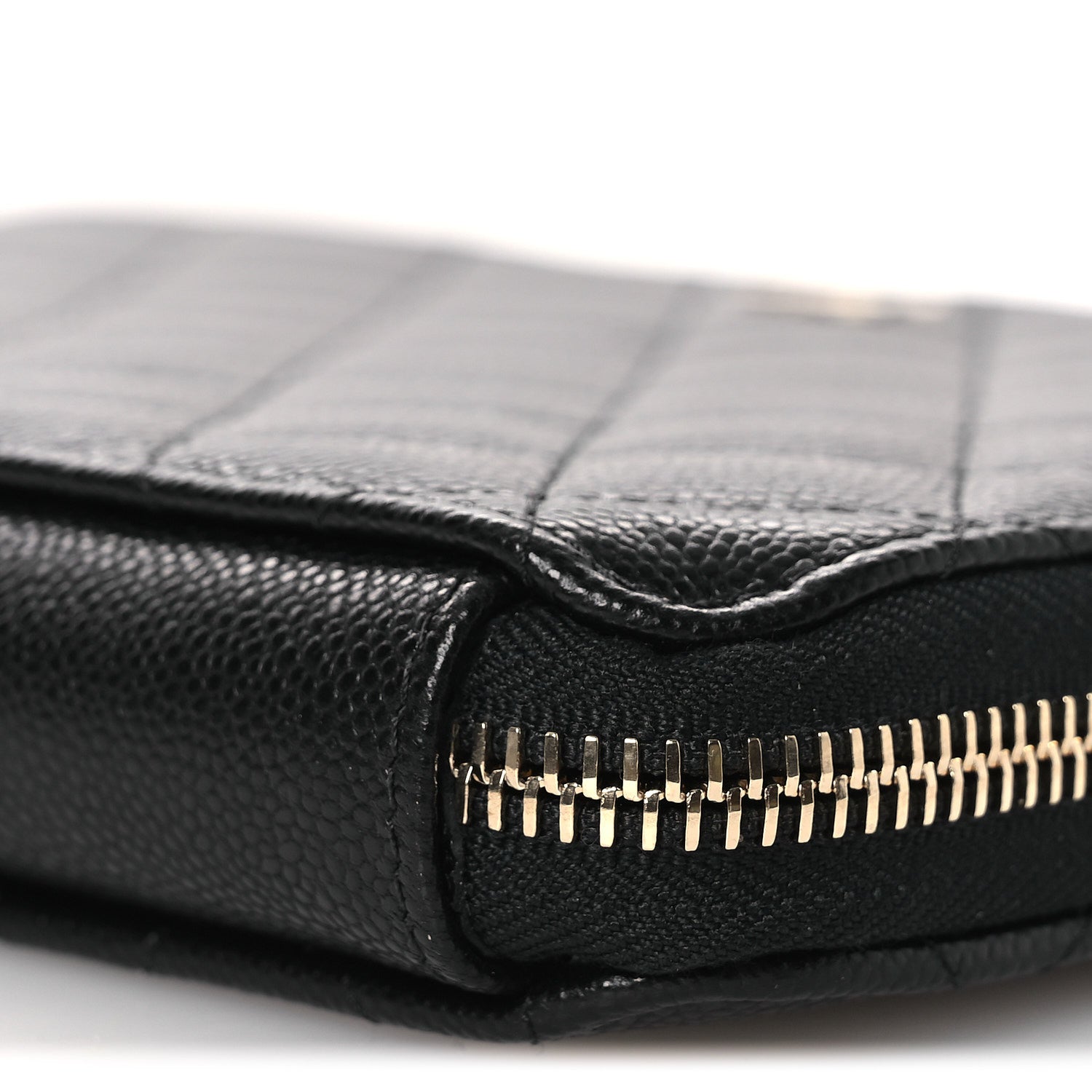 Caviar Quilted Zipped Travel Pouch Black