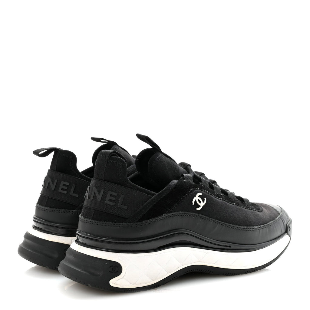 Chanel Velvet Calfskin Mixed Fibers Mens CC Sneakers 41 Black