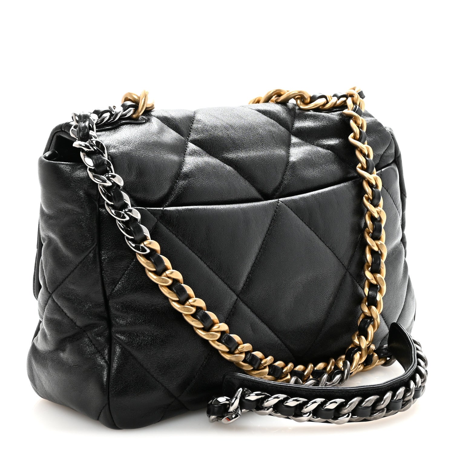 Chanel Goatskin Quilted Large Chanel 19 Flap Black
