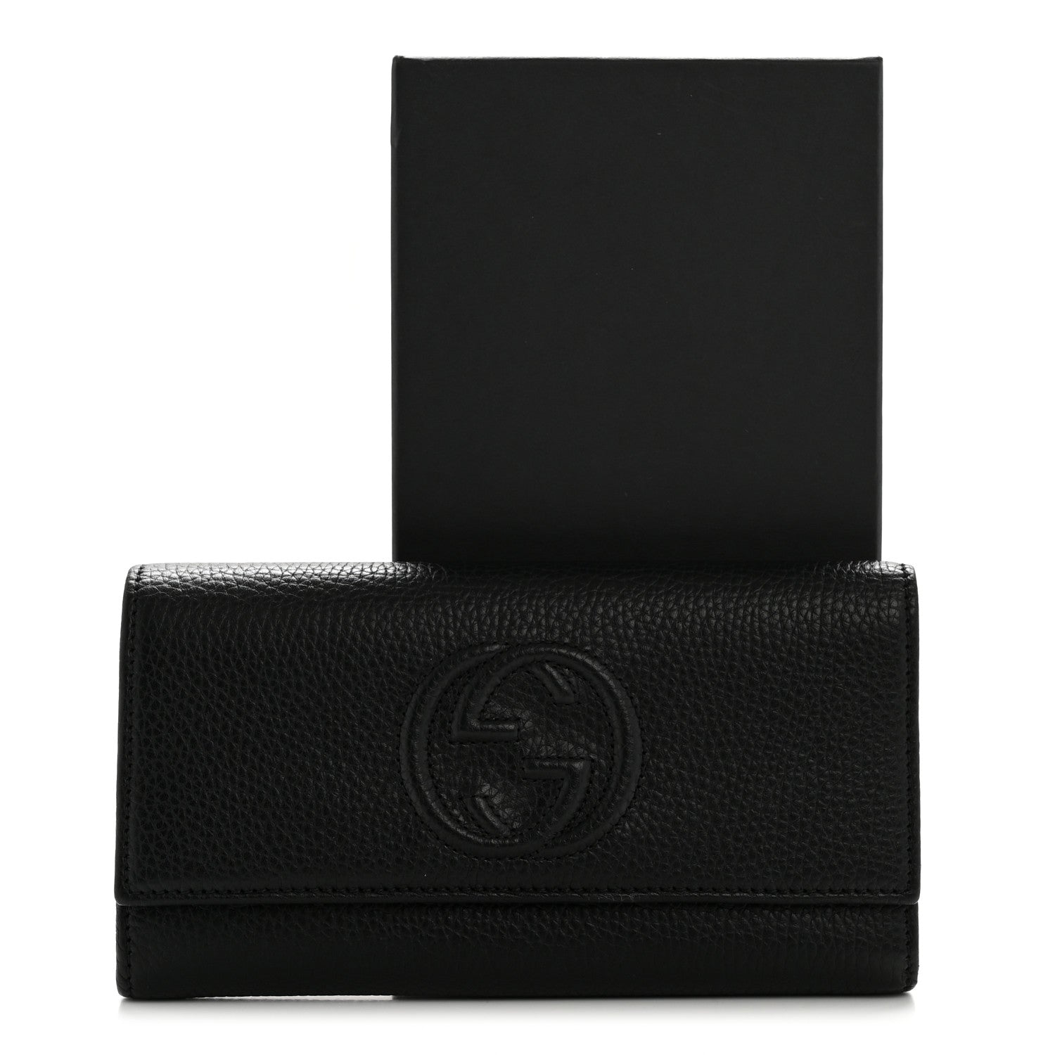 Gucci Pebbled Calfskin Large Soho Continental Wallet Black