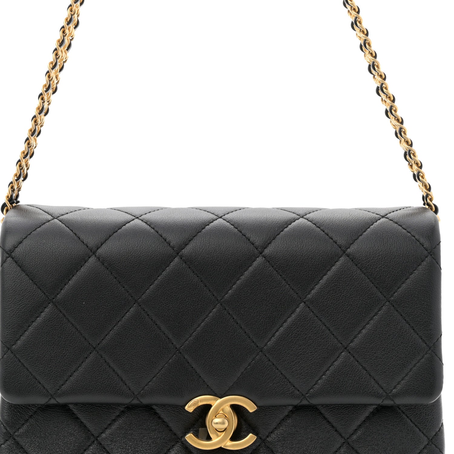 Chanel Calfskin Quilted Belt Chain Flap Black