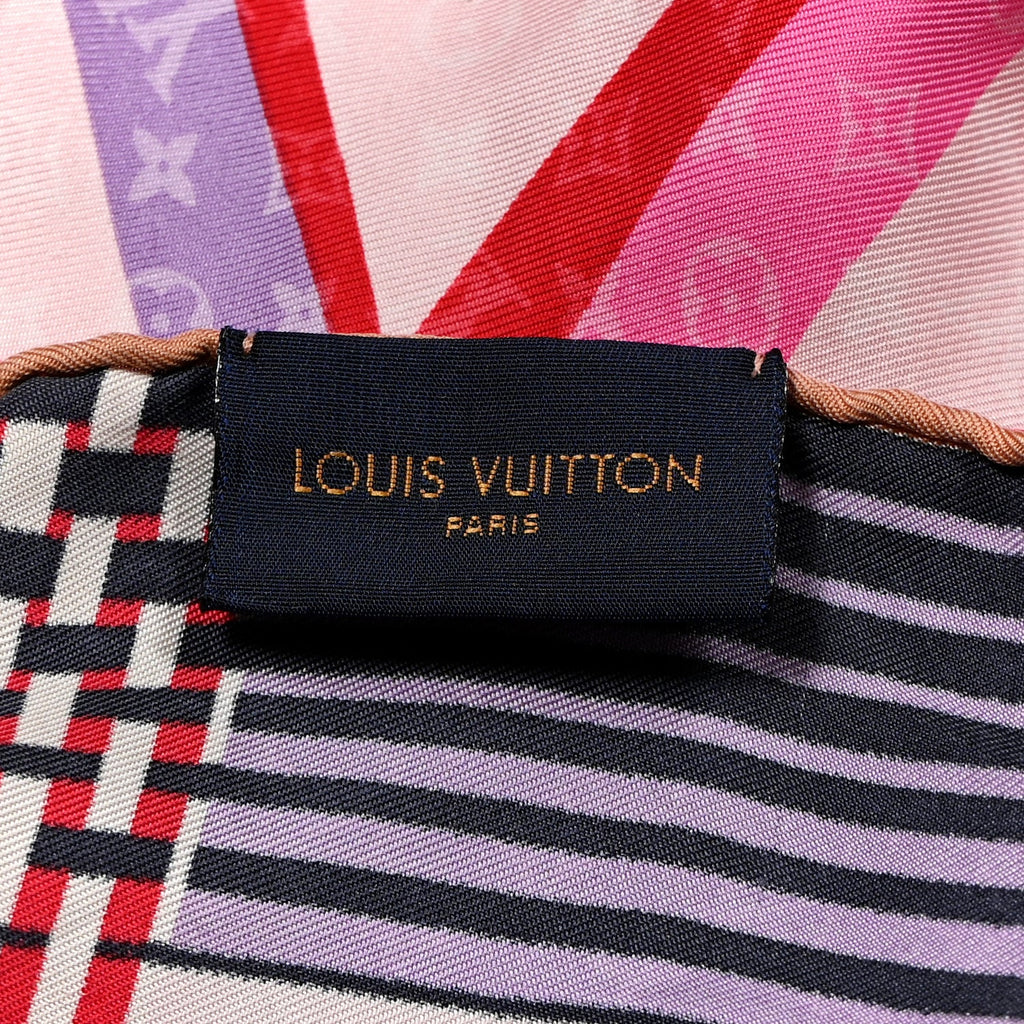Louis Vuitton Silk Monogram Planet LV Square Scarf Pink