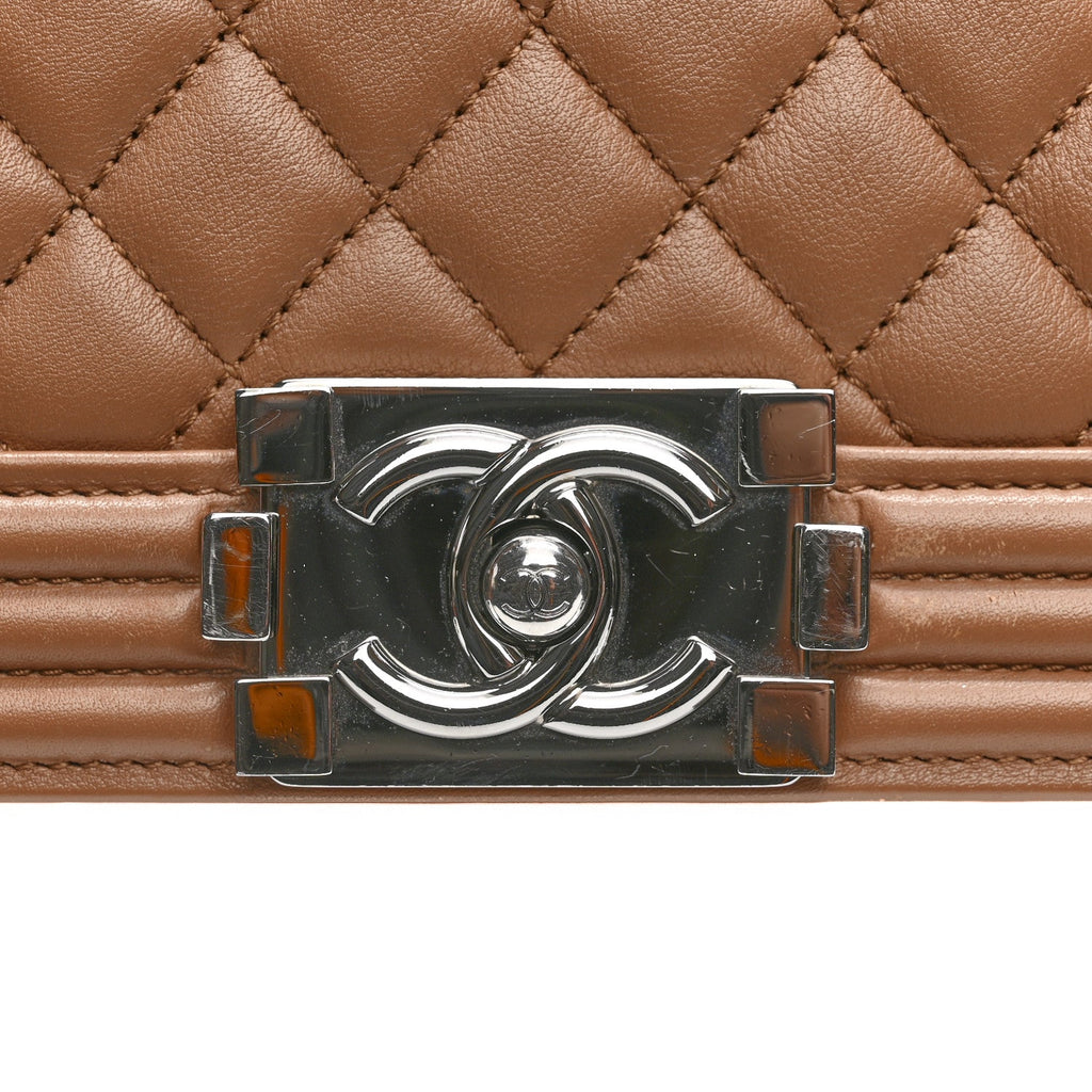 Chanel Calfskin Quilted New Medium Boy Flap Dark Beige