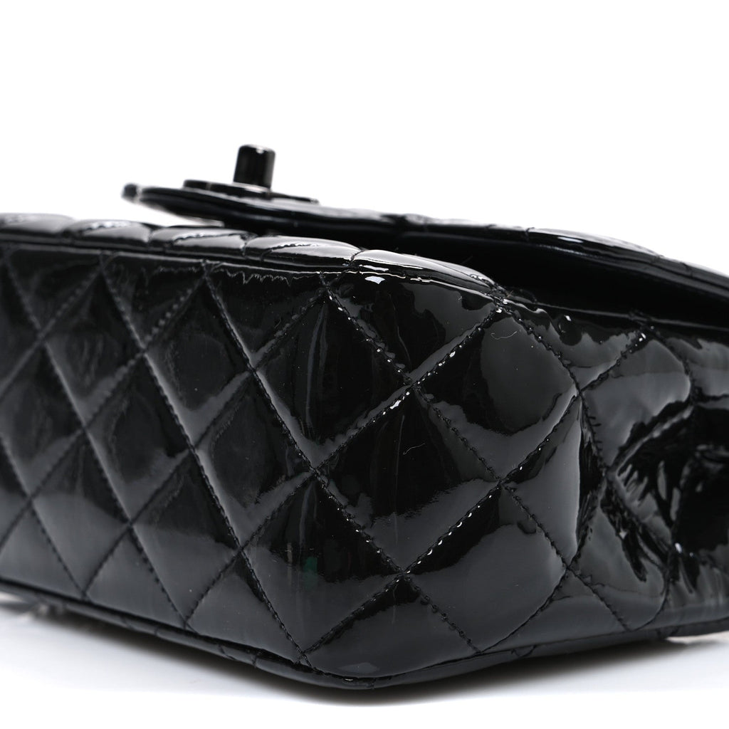 Chanel Patent Calfskin Quilted Mini Square Flap So Black
