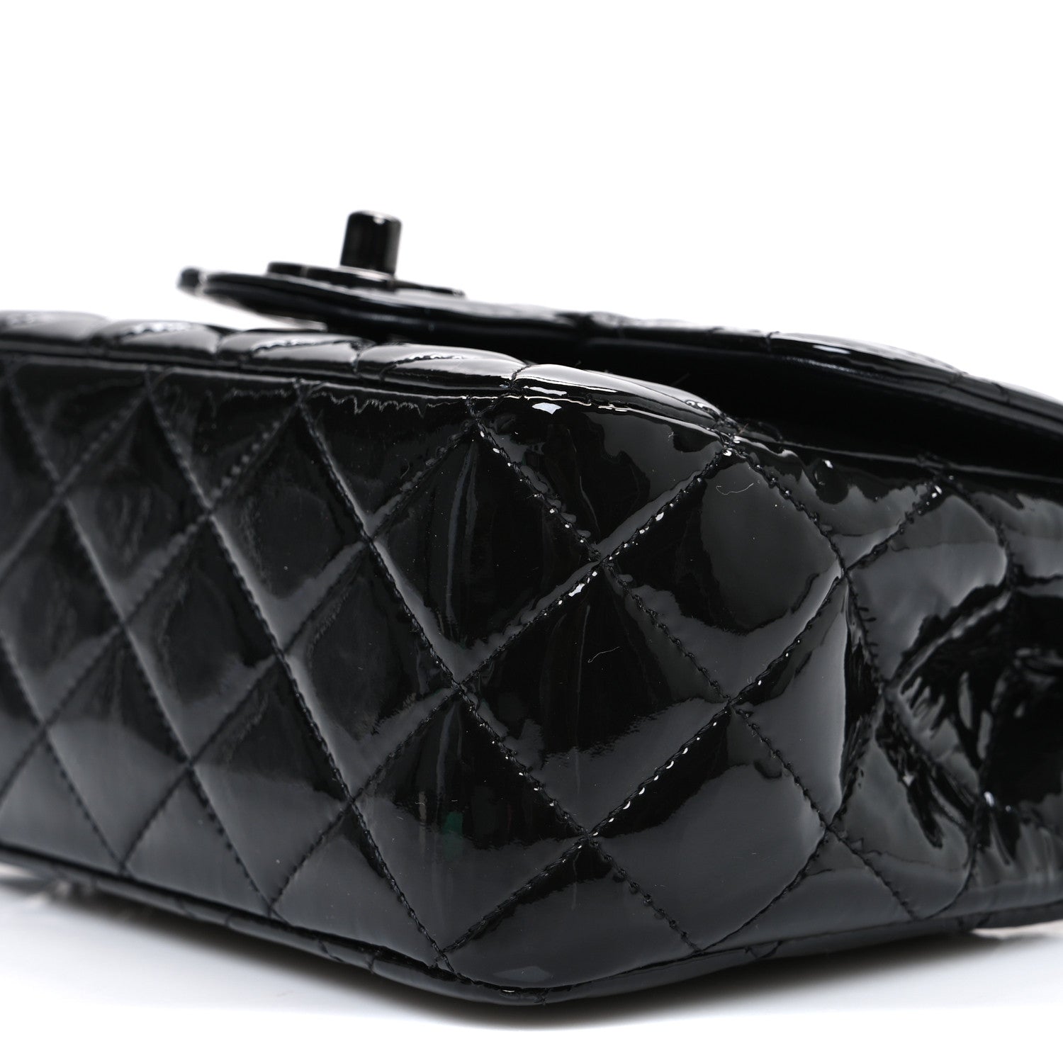Chanel Patent Calfskin Quilted Mini Square Flap So Black
