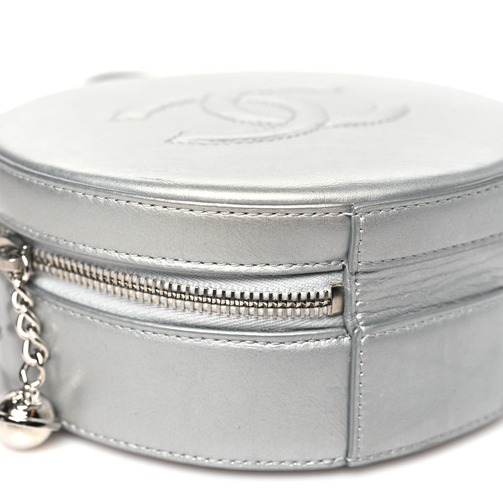 Chanel Metallic Glazed Calfskin Round As Earth Evening Bag Silver