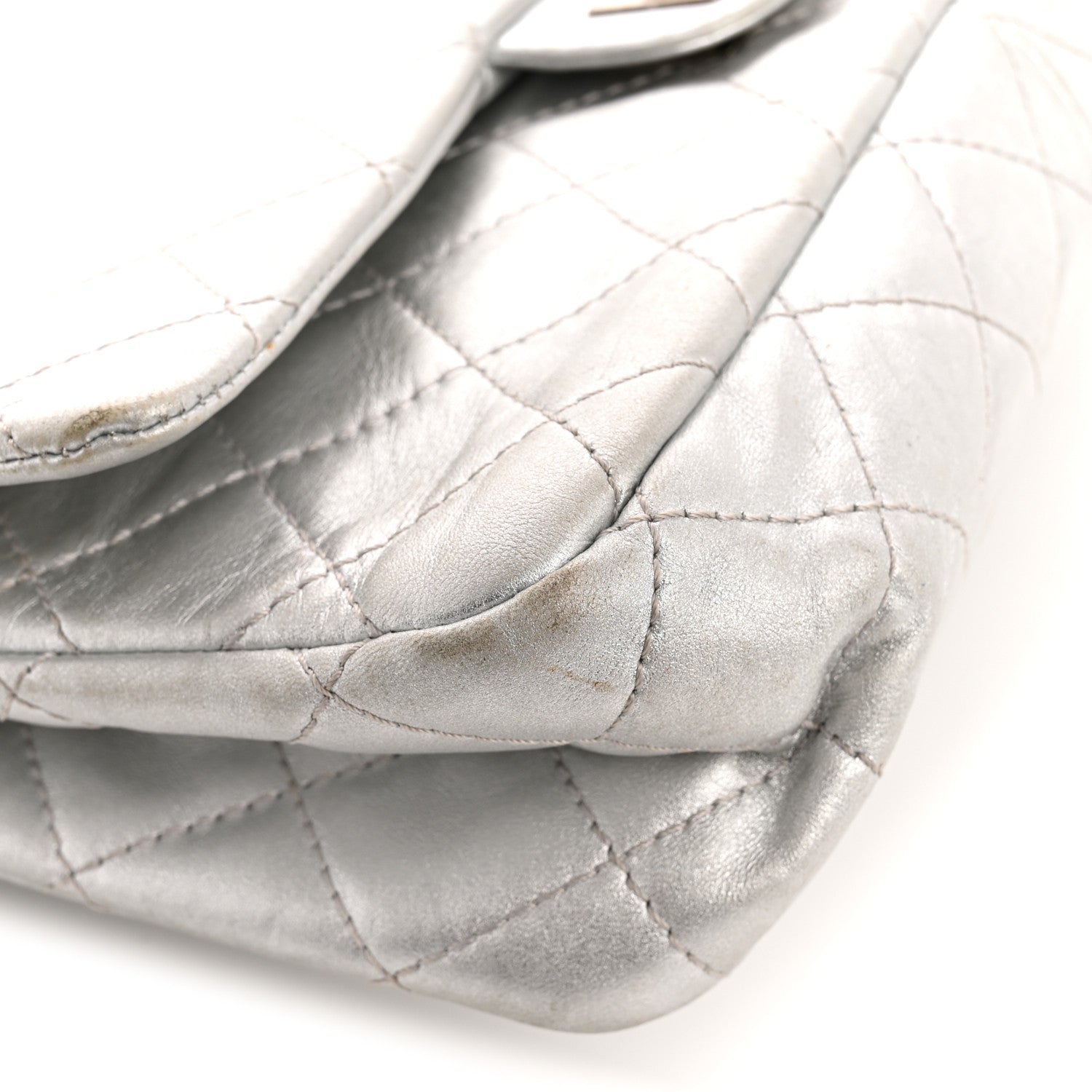Chanel Metallic Lambskin Quilted 2.55 Reissue 227 Flap Silver