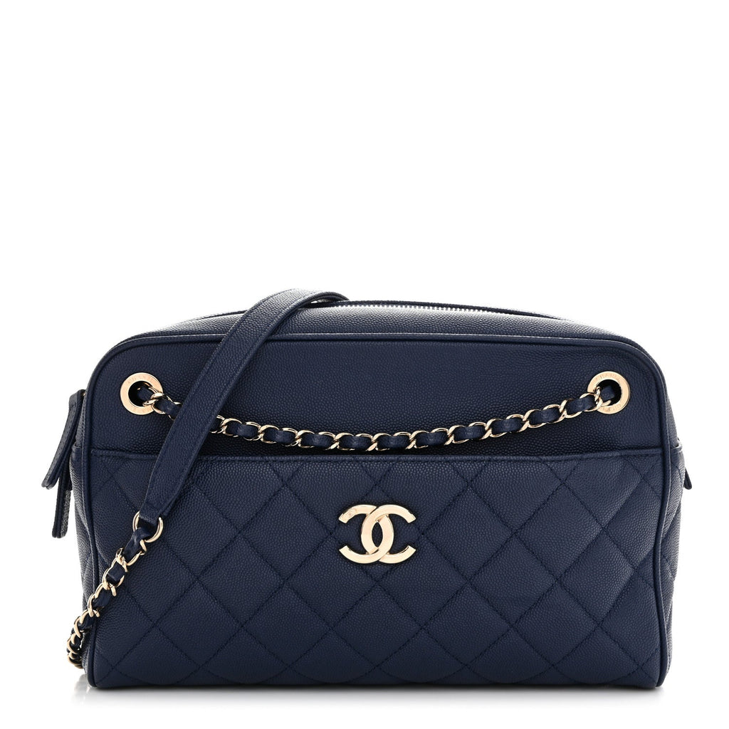 Chanel Caviar Quilted Large In & Out Camera Case Navy