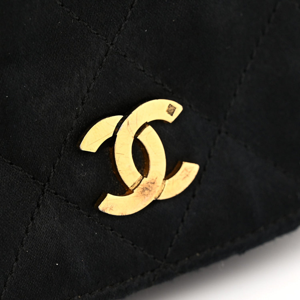 Chanel Satin Quilted Half Moon Flap Black