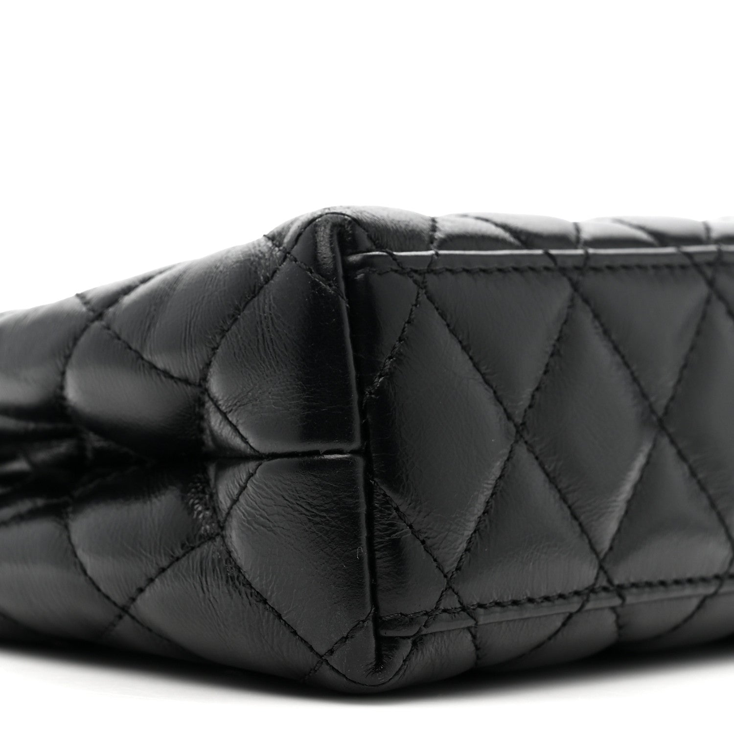 Chanel Shiny Aged Calfskin Quilted Nano Kelly Shopper Black