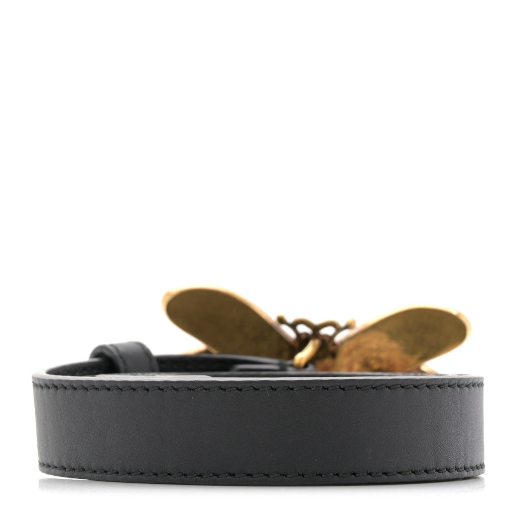 Gucci Calfskin Queen Margaret Bee Belt 80 32 Black