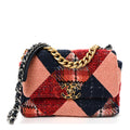 Chanel Tweed Quilted Medium Chanel 19 Flap Red Navy Multicolor