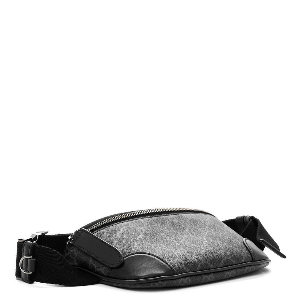 Gucci GG Supreme Monogram Emblem Calfskin Small Belt Bag Black Grey