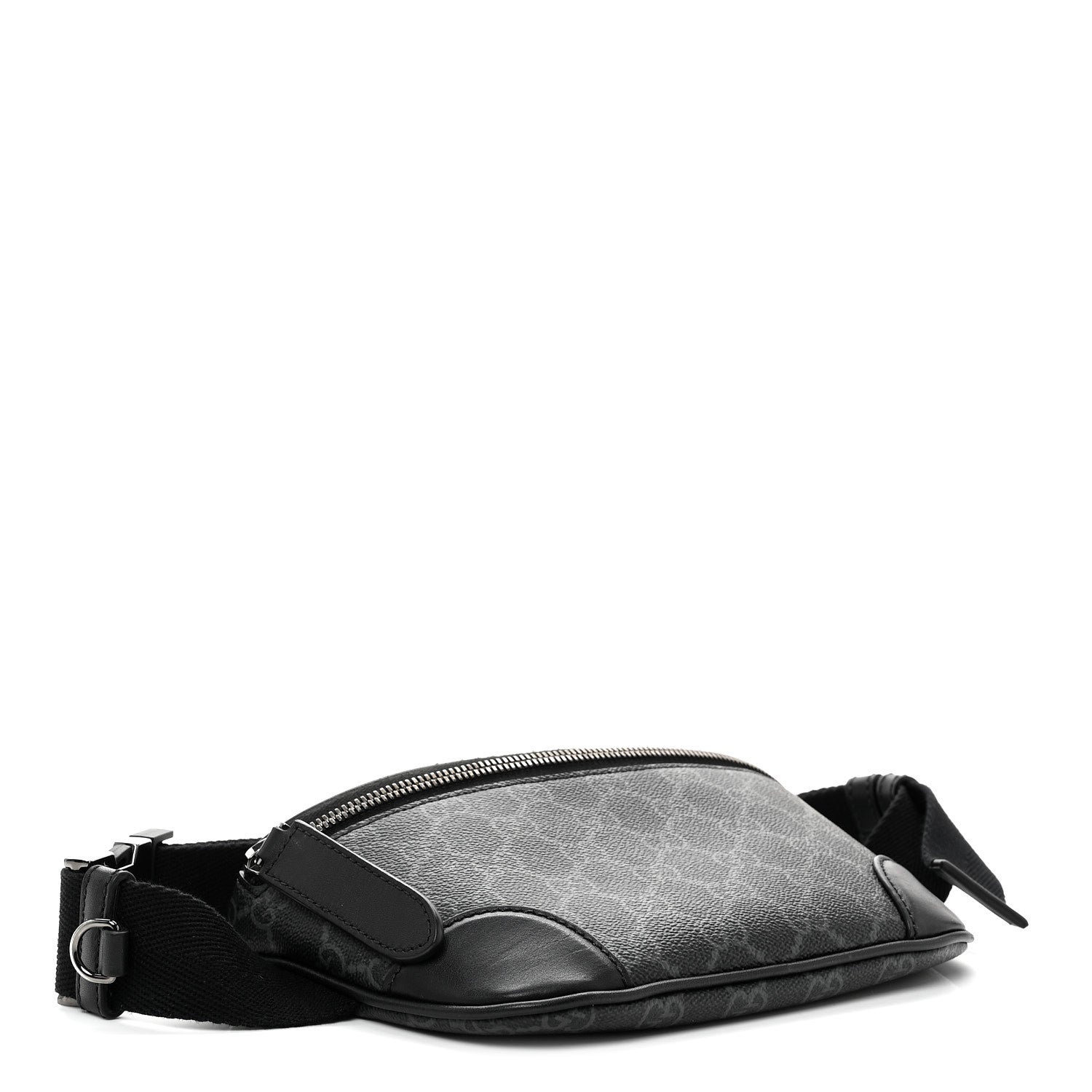 Gucci GG Supreme Monogram Emblem Calfskin Small Belt Bag Black Grey