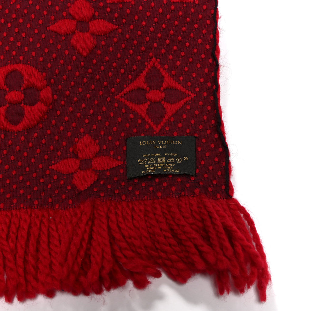 Louis Vuitton Wool Silk Logomania Scarf Rubis