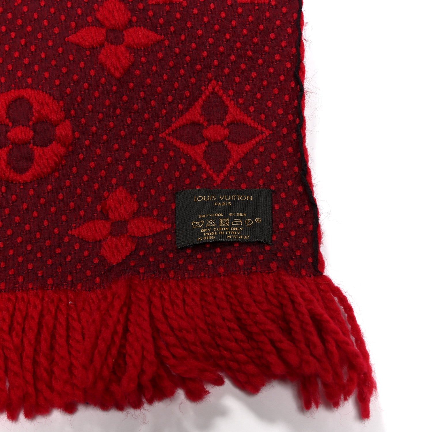 Louis Vuitton Wool Silk Logomania Scarf Rubis