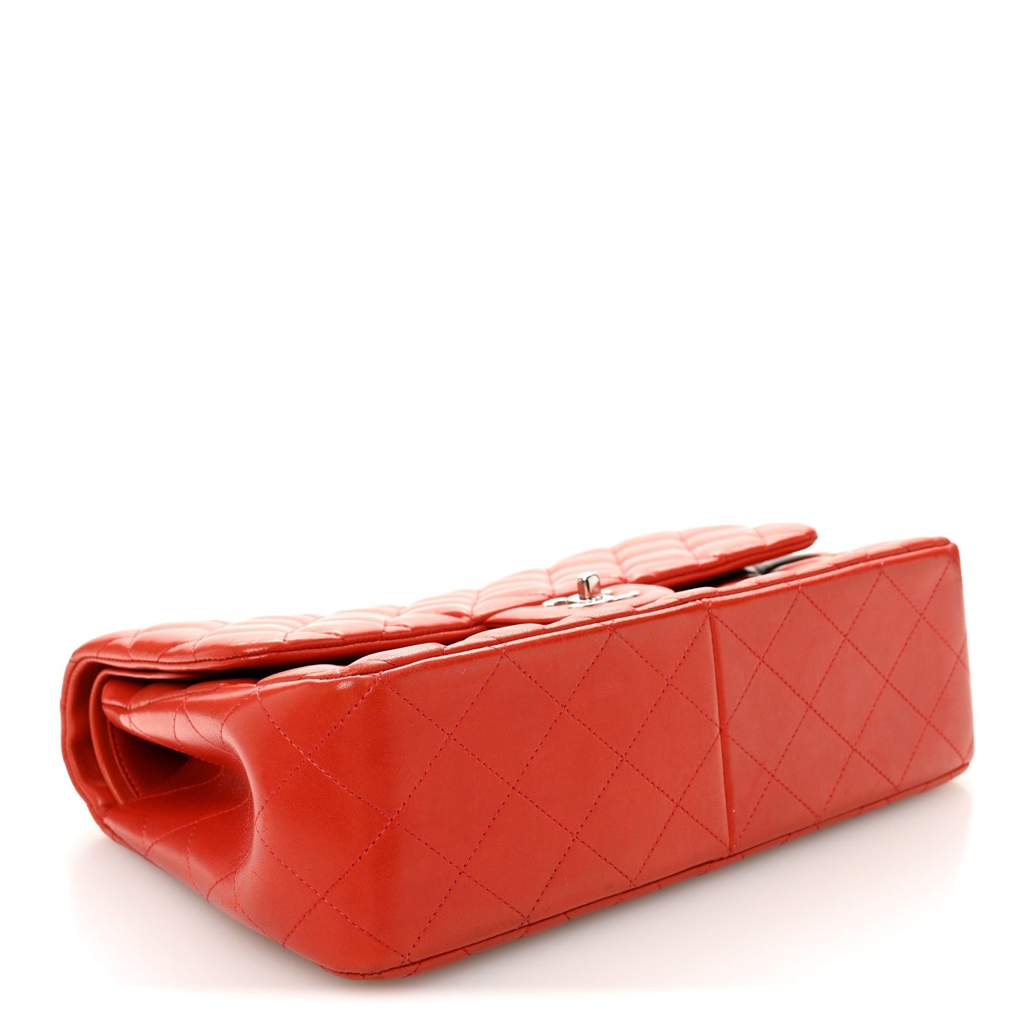 Chanel Lambskin Quilted Jumbo Double Flap Red
