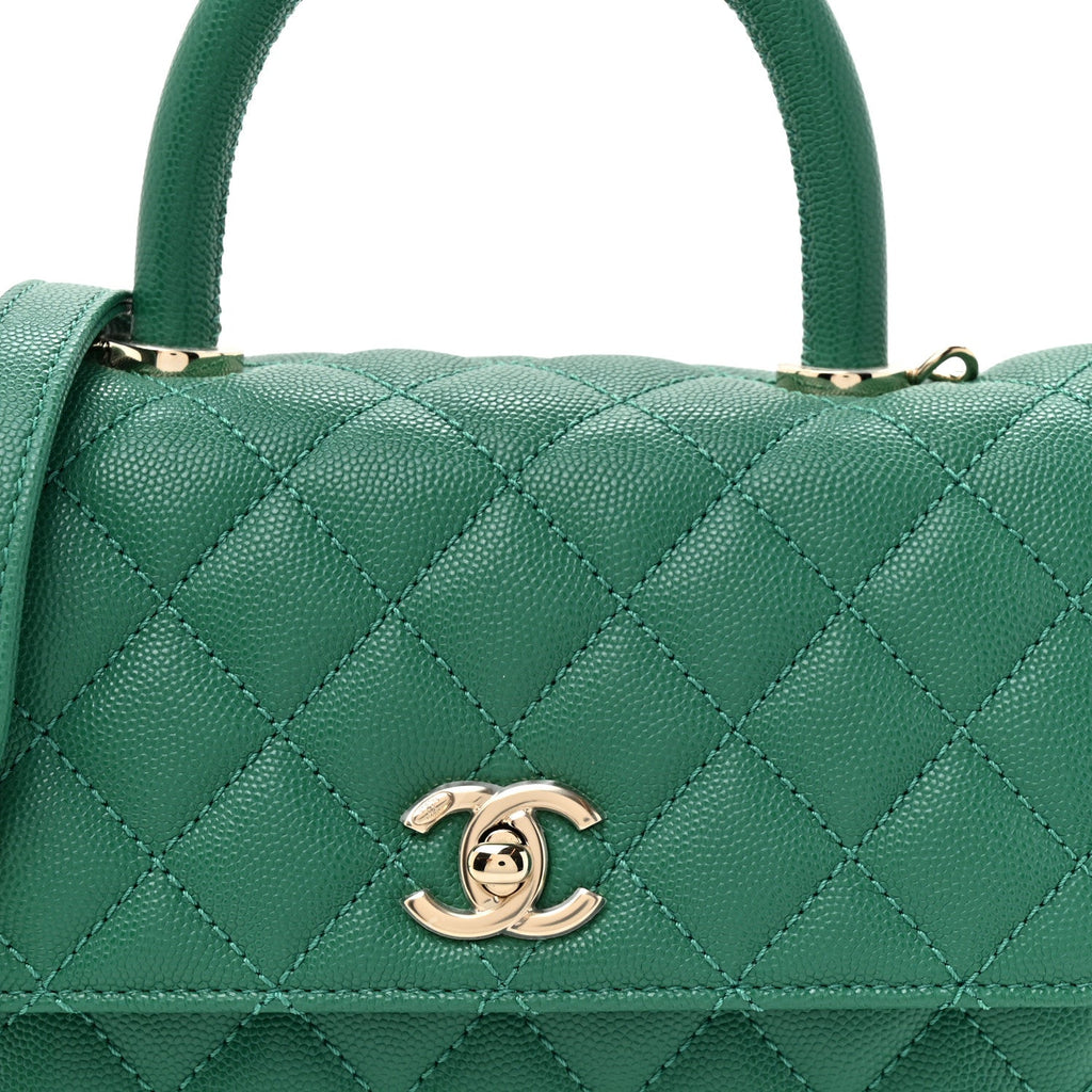 Chanel Caviar Quilted Mini Coco Handle Flap Green