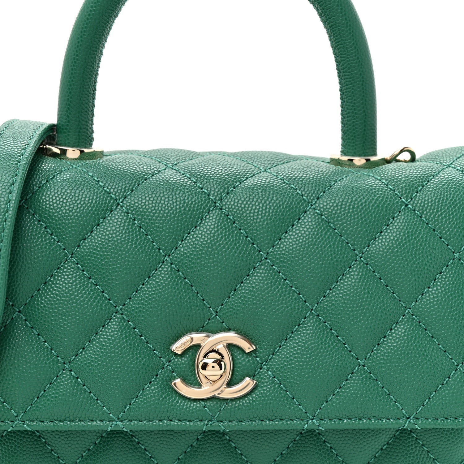 Chanel Caviar Quilted Mini Coco Handle Flap Green