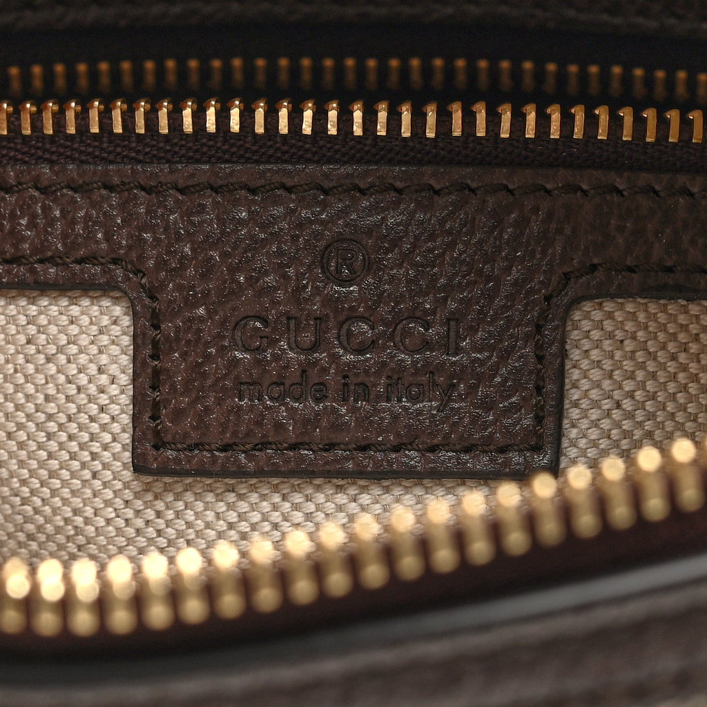 Gucci GG Supreme Monogram Textured Calfskin Web Super Mini Ophidia Shoulder Bag Beige Ebony New Acero