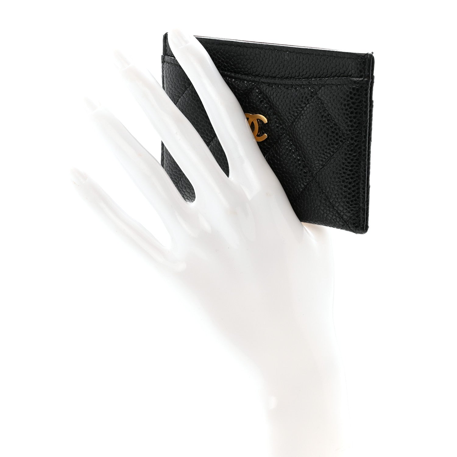 Caviar Quilted Card Holder Black