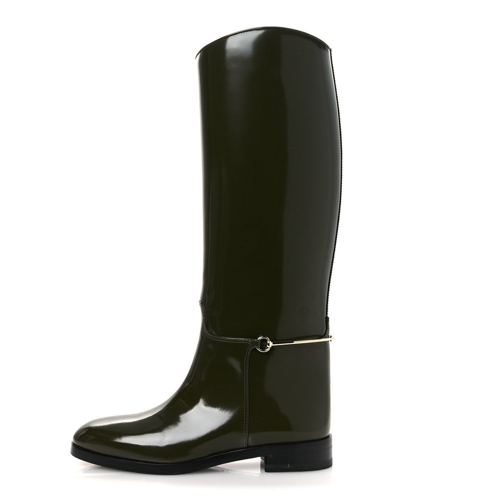 Gucci Brushed Calfskin Michelangelo Slim Horsebit Riding Boots 39 Luscious Green