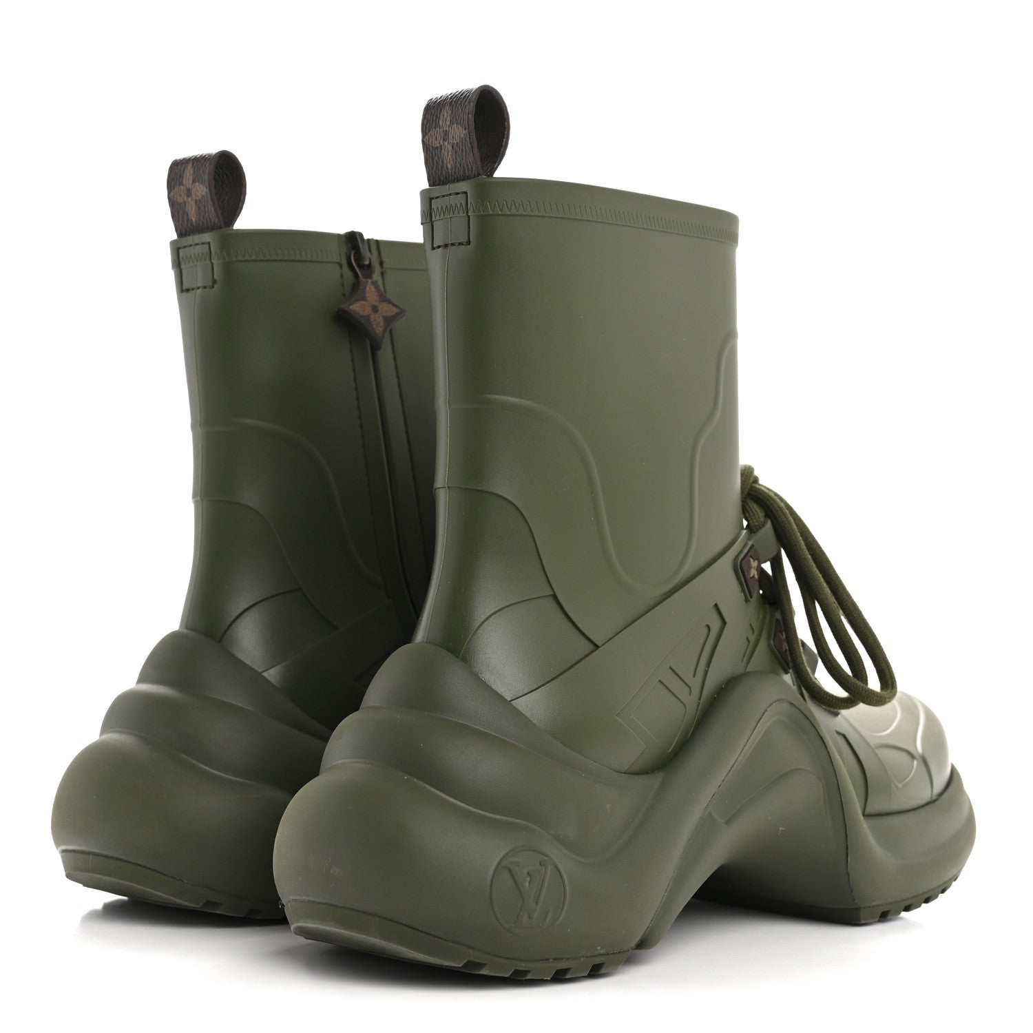 Louis Vuitton Mat Rubber Monogram LV Archlight Sneaker Boots 38 Kaki