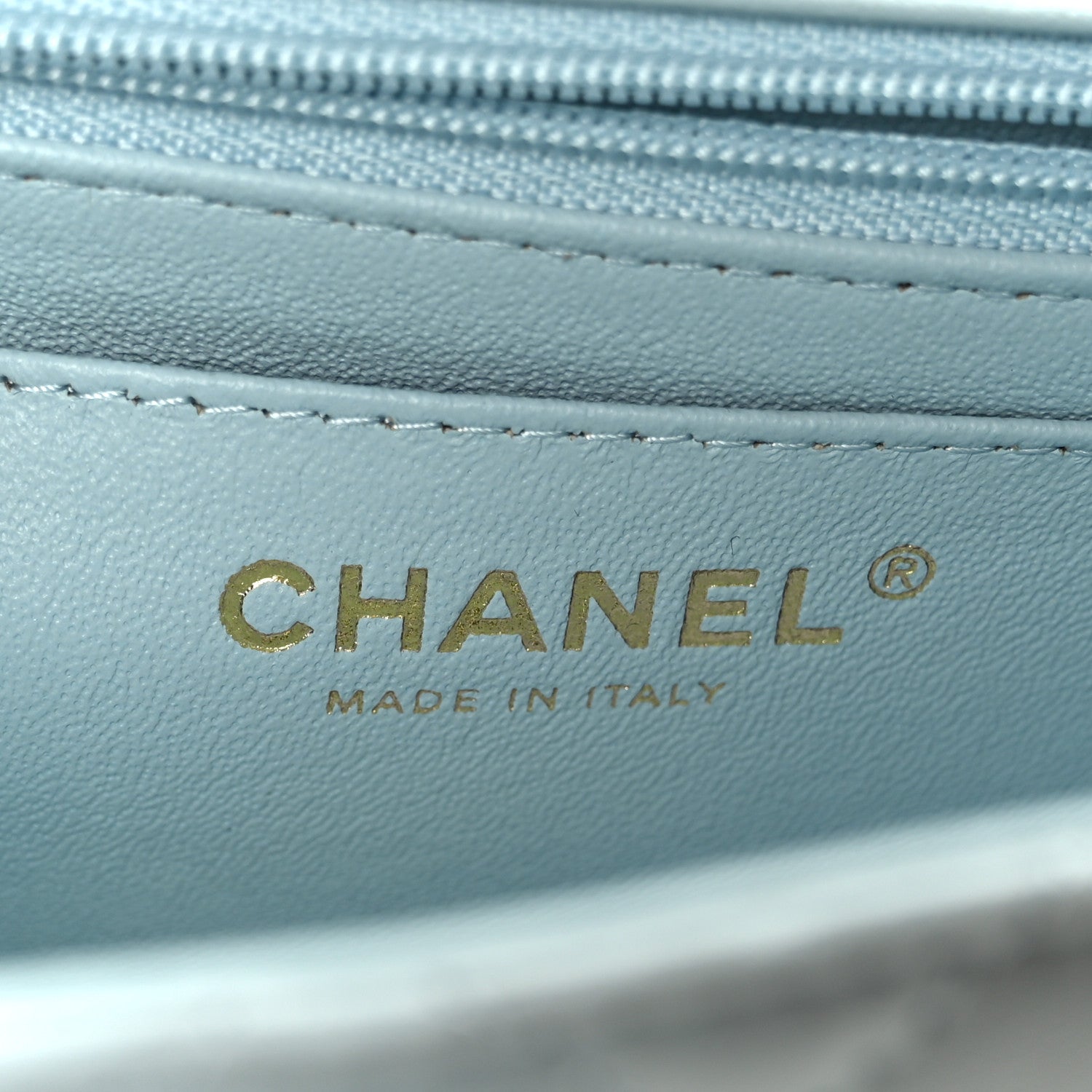 Chanel Lambskin Quilted Mini Top Handle Rectangular Flap Light Blue