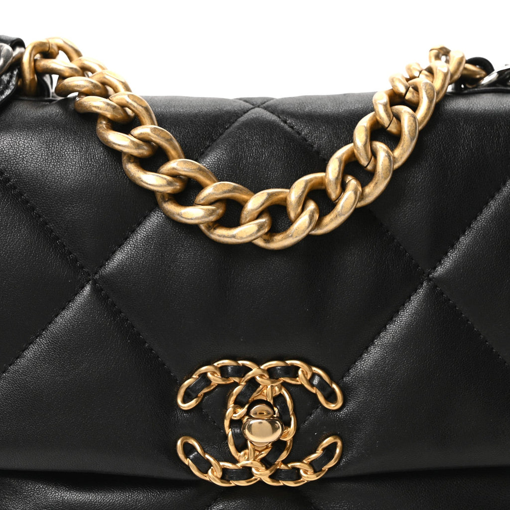 Chanel Lambskin Quilted Medium Chanel 19 Flap Black