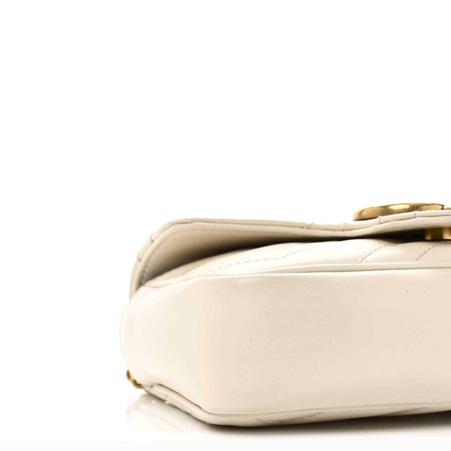 Gucci Calfskin Matelasse Super Mini GG Marmont Shoulder Bag White