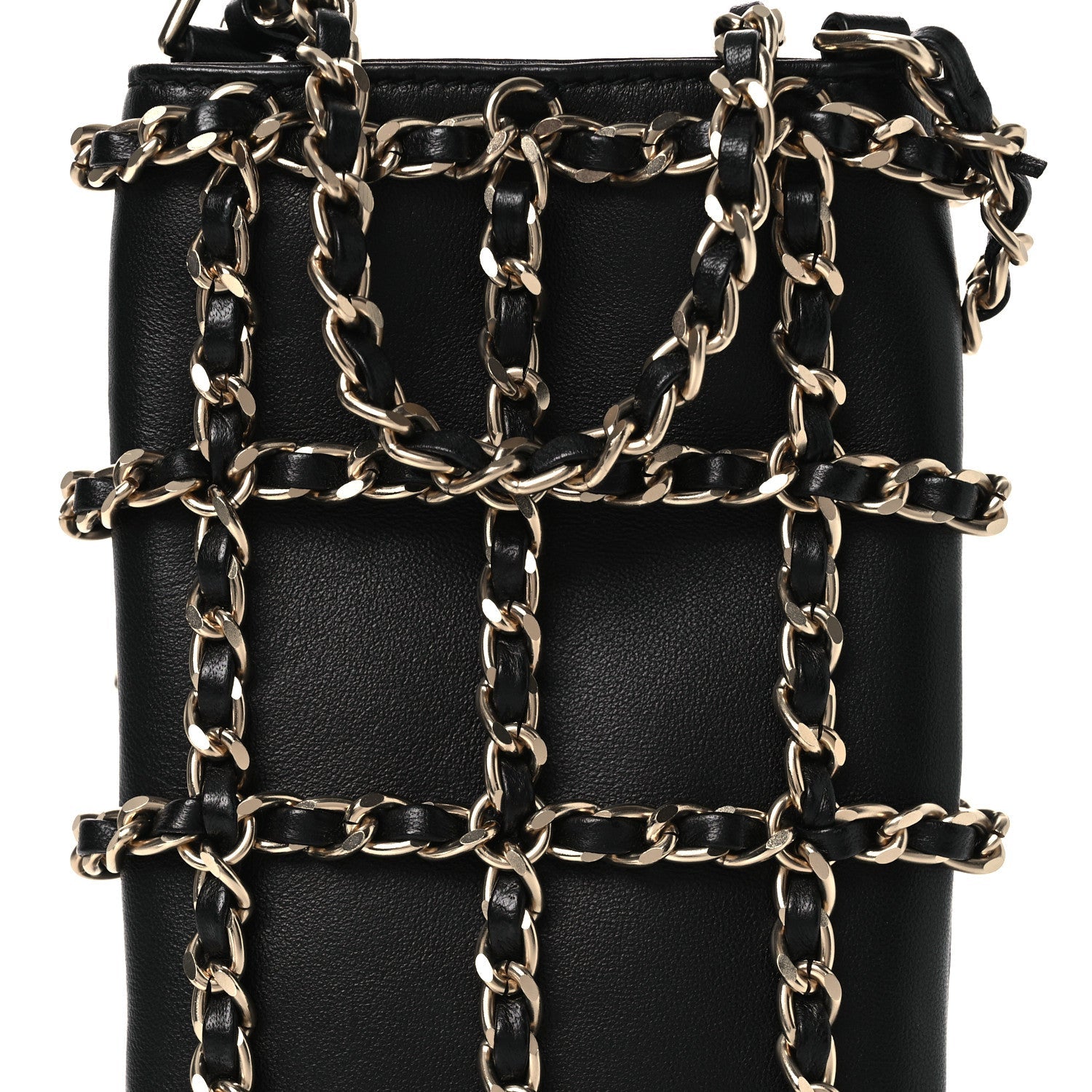 Chanel Lambskin Tech Me Out Clutch With Chain Black