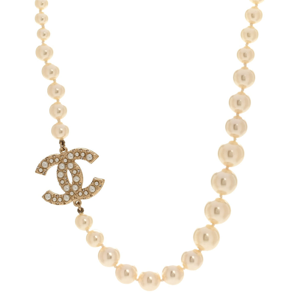 Pearl CC 100th Anniversary Necklace Light Gold