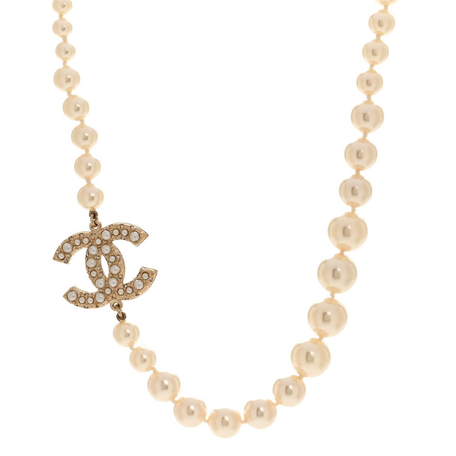 Pearl CC 100th Anniversary Necklace Light Gold