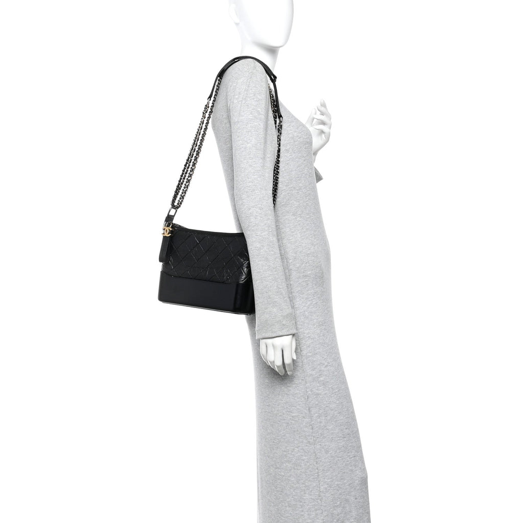 Chanel Aged Calfskin Quilted New Medium Gabrielle Hobo Black
